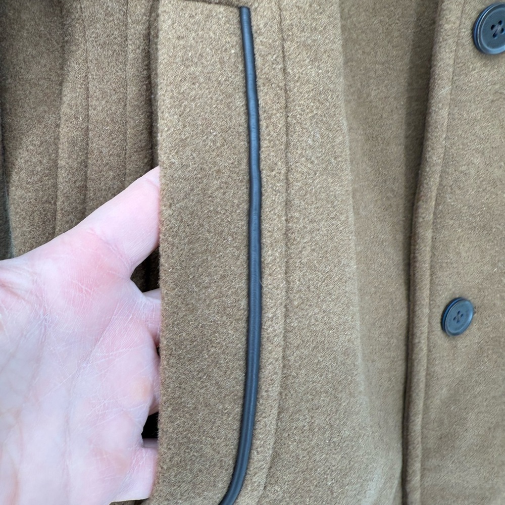 Cole Haan Signature Beige Tan Men’s Pea Coat Size Large - Picture 6 of 13